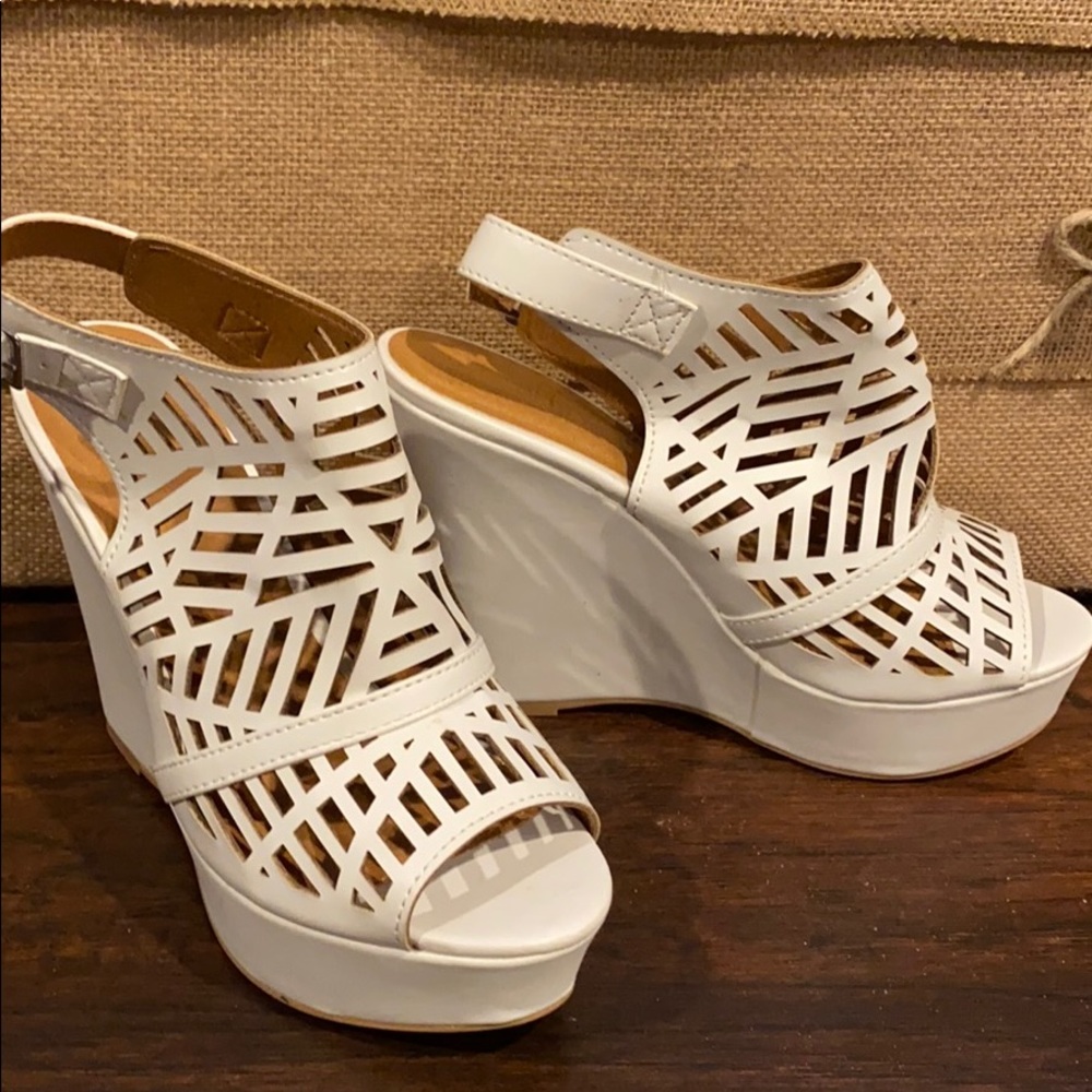 NEVER WORN size 7 white wedges Charlotte Russe